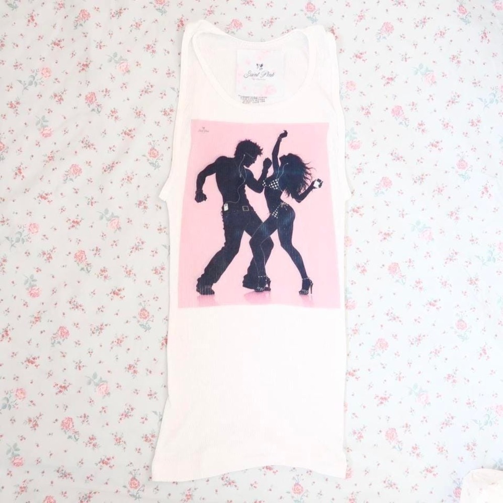 y2k ipod silhouette dance graphic ribbed tank frutiger aero